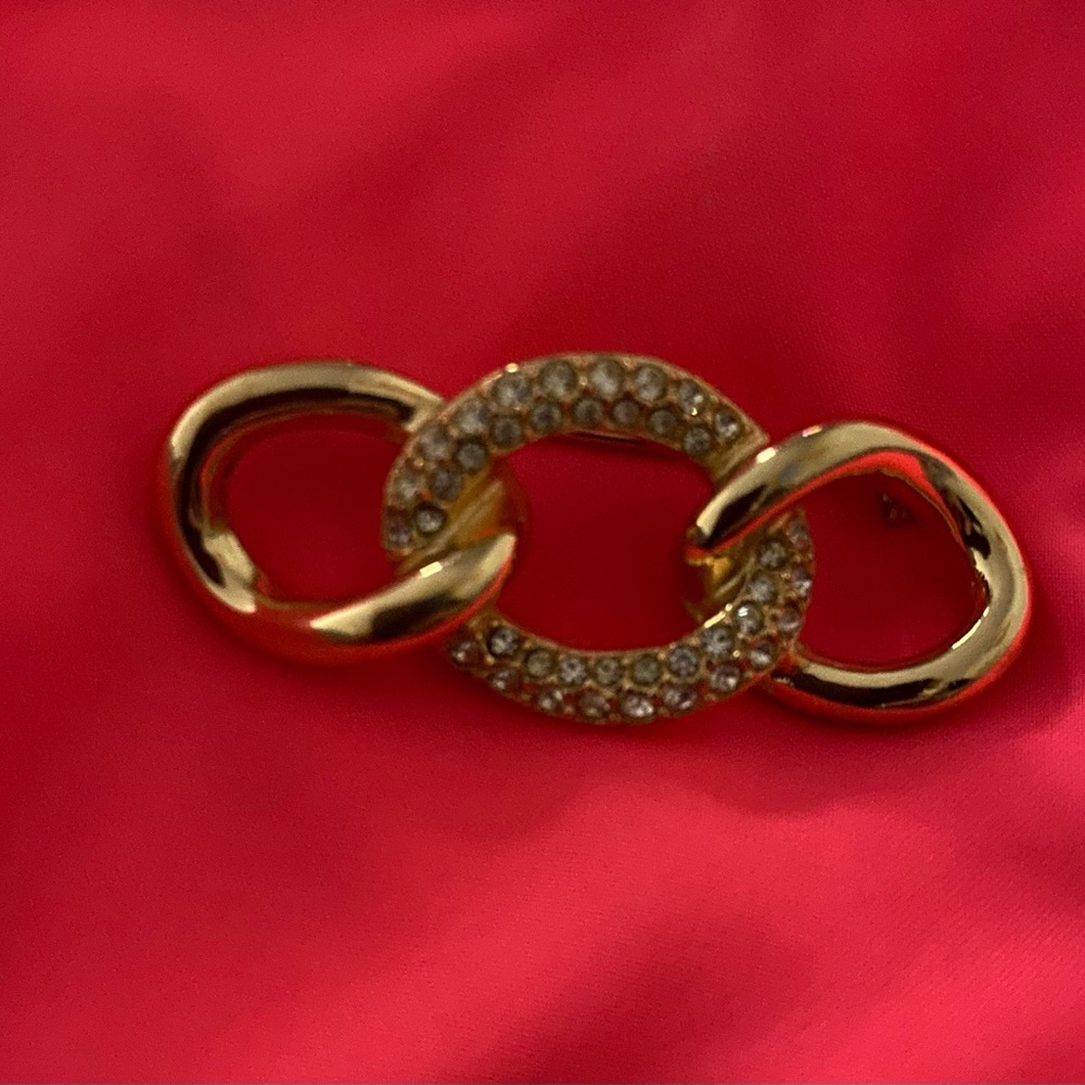 Dior Gold-Tone Chain Brooch authentic